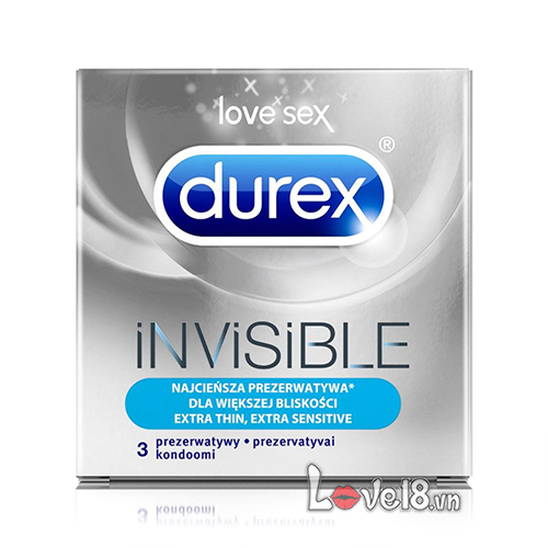 Bao Cao Su Siêu Mỏng Durex Invisible – Hộp 3 Cái