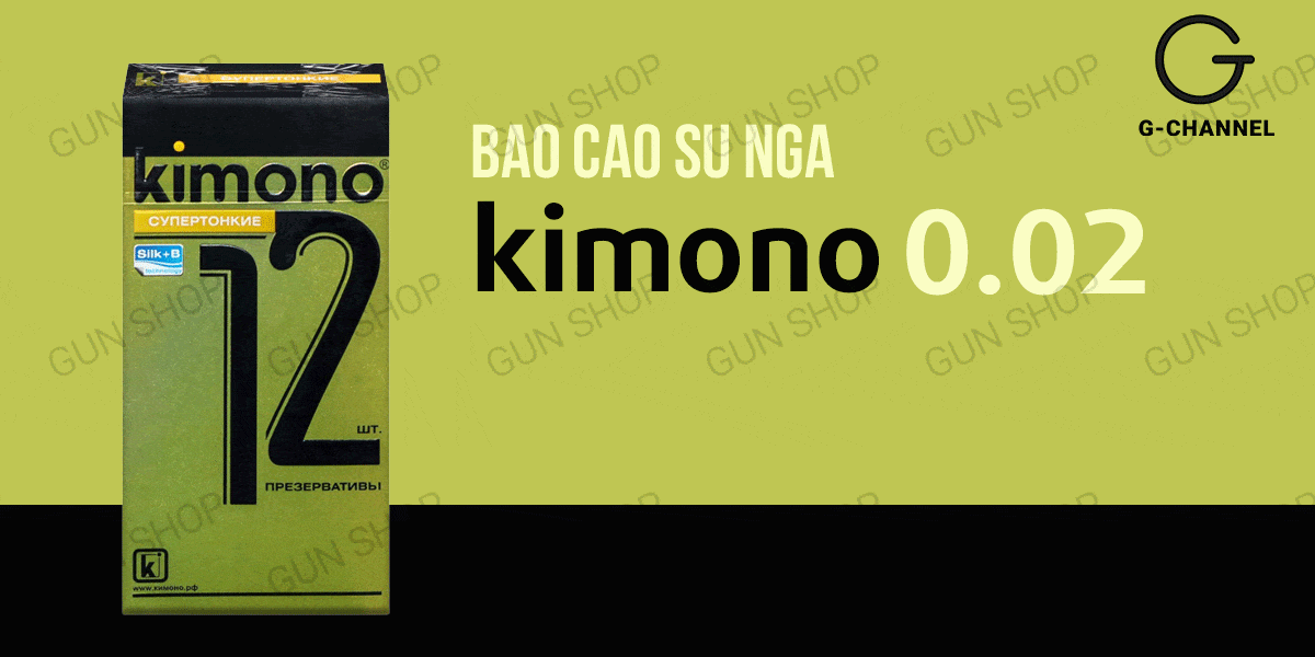 Bao cao su Kimono Vàng siêu mỏng 0.02mm an toàn thoải mái 12 cái