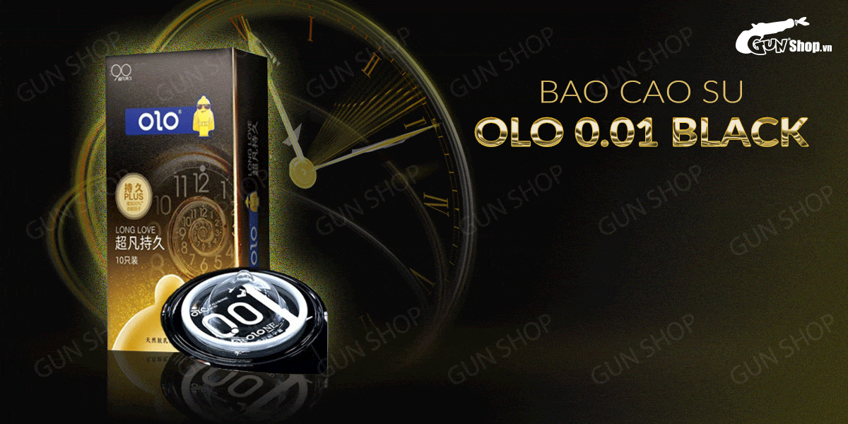 Phân phối Bao cao su OLO 0.01 Black - Siêu mỏng kéo dài thời gian - Hộp 10 cái giá rẻ
