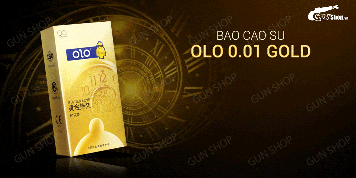 Đại lý Bao cao su OLO 0.01 Gold - Siêu mỏng kéo dài thời gian - Hộp 10 cái  hàng mới về