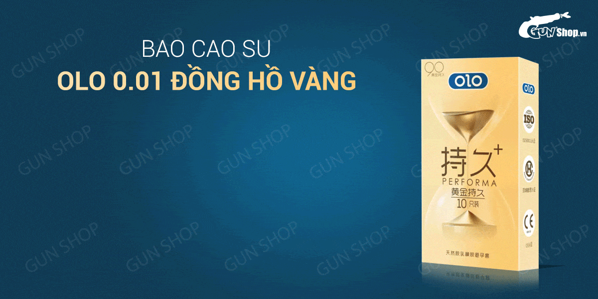 Cửa hàng bán Bao cao su OLO 0.01 Đồng Hồ Vàng - Kéo dài thời gian - Hộp 10 cái  nhập khẩu