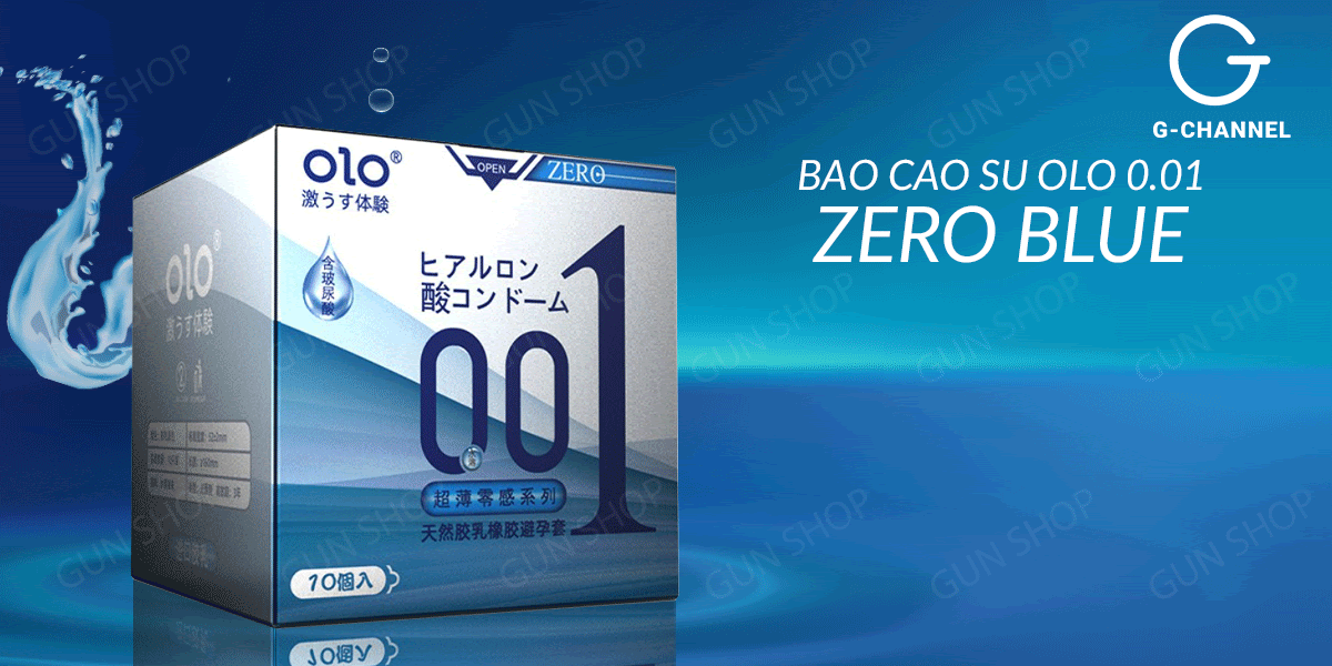 Bao cao su OLO 0.01 Zero Blue siêu mỏng nhiều gel bôi trơn hộp 10