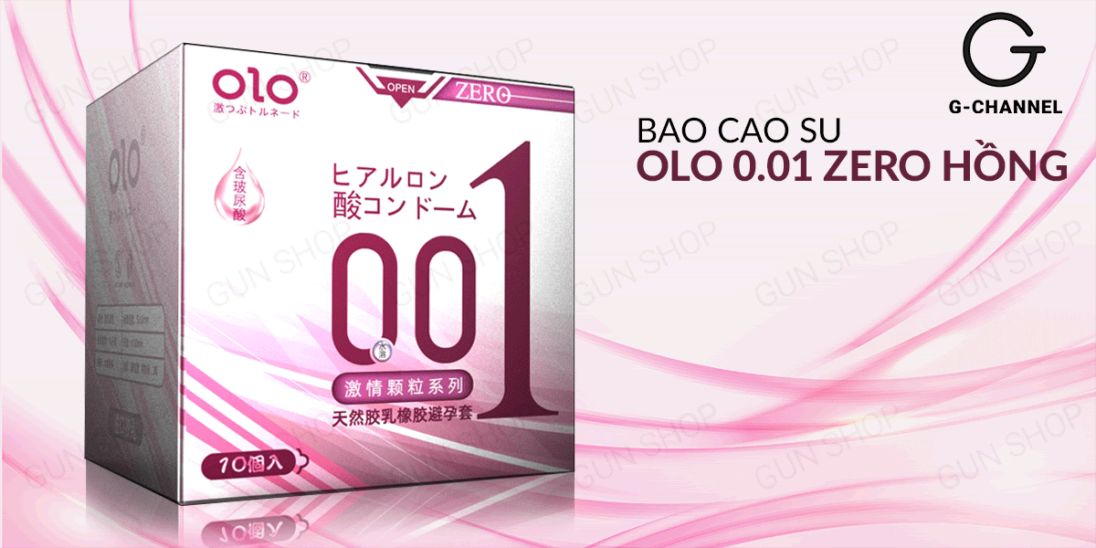 Nhập sỉ Bao cao su OLO 0.01 Zero Hồng - Siêu mỏng có hạt nhiều gel bôi trơn - Hộp 10 cái  nhập khẩu