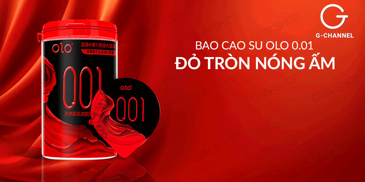 Đánh giá Bao cao su OLO 0.01 Đỏ ống tròn - Siêu mỏng nóng ấm - Hộp 10 cái  chính hãng