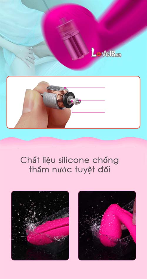 Máy mát xa điểm G Leten Rabit tai thỏ rung 7 chế độ sạc USB