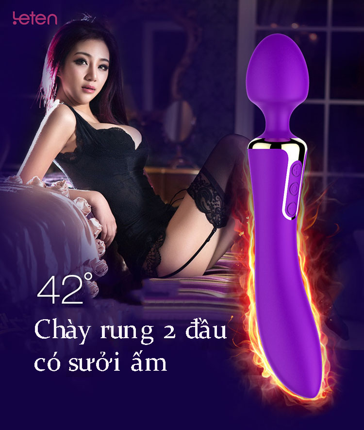 Chày Rung Hai Đầu Leten Felisa Sưởi Ấm Cao Cấp Bảo Hành 7 Ngày