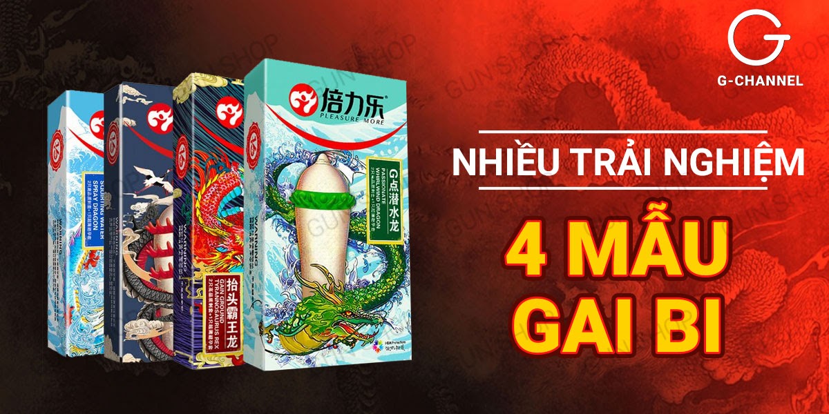 Bao cao su Dragon Gân gai Bi lớn Hộp 3 bao Kích thích mạnh mẽ