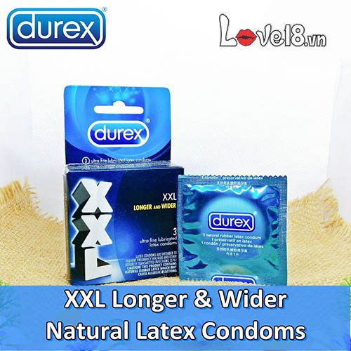 Bao cao su Durex XXL size lớn 3 cái an toàn chống dị ứng