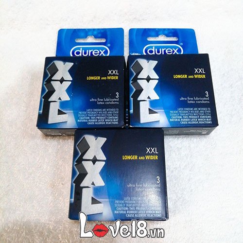 Bao cao su Durex XXL size lớn 3 cái an toàn chống dị ứng