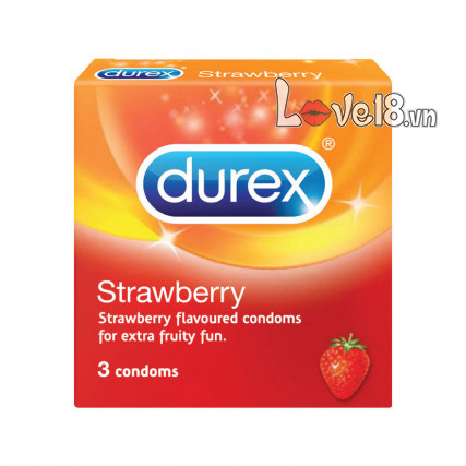 Bao Cao Su Hương Dâu Durex Strawberry Hộp 3 Cái Mỏng Êm