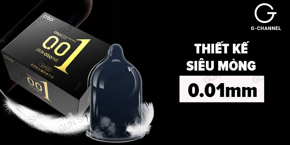 Đại lý Bao cao su OLO 0.01 Đen - Siêu mỏng hương vani - Hộp 10 cái  nhập khẩu