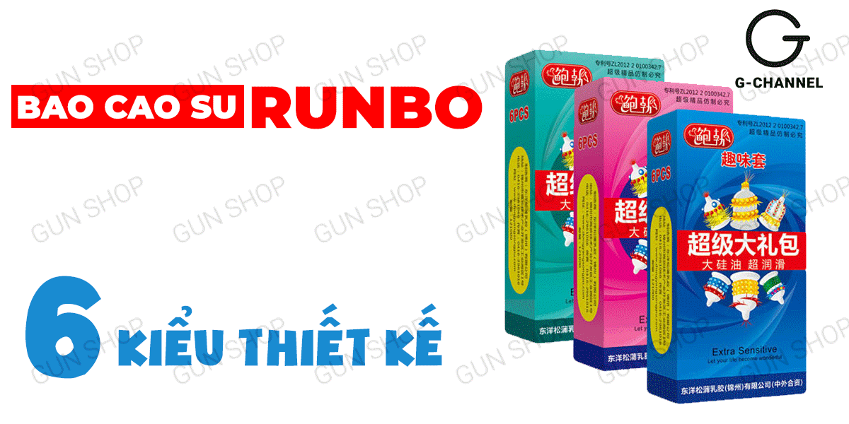 Bao cao su Runbo gân gai lớn siêu kích thích hộp 6 cái