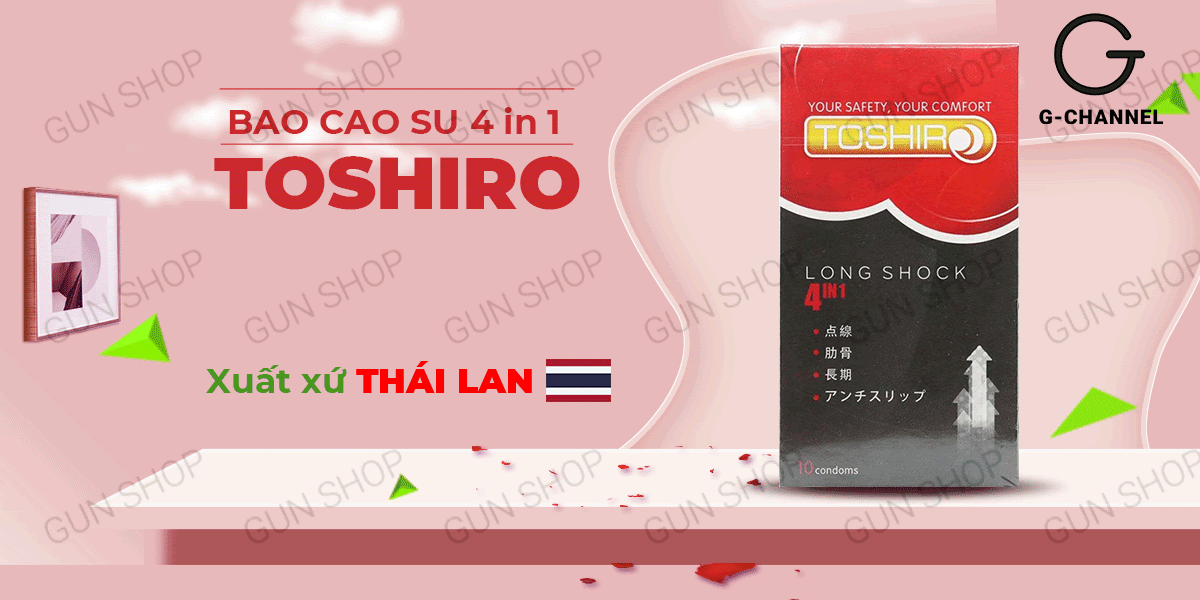 Bao cao su Toshiro Long Shock 4in1 kéo dài thời gian chống tuột