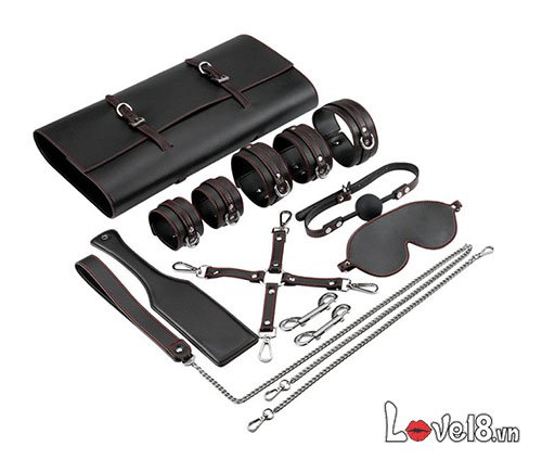 Bộ đồ chơi bạo dâm da PU cao cấp Đen Đỏ chất lượng giá tốt