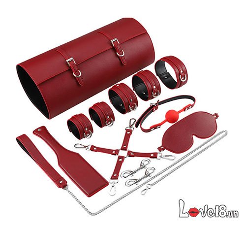 Bộ đồ chơi bạo dâm da PU cao cấp Đen Đỏ chất lượng giá tốt