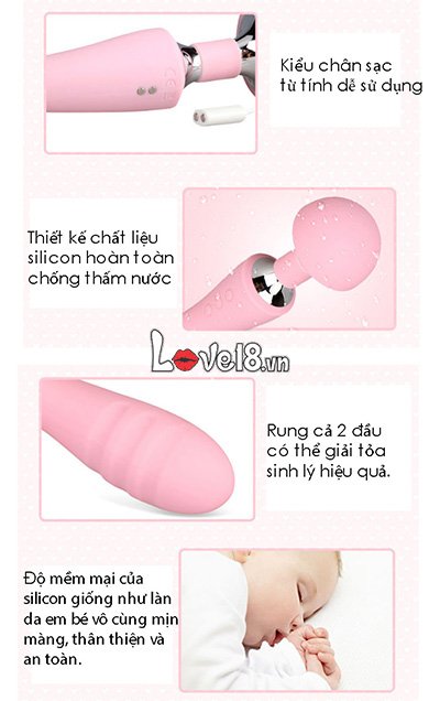 Chày Rung Hai Đầu Magic Silicon Y Tế Kích Thích Mạnh