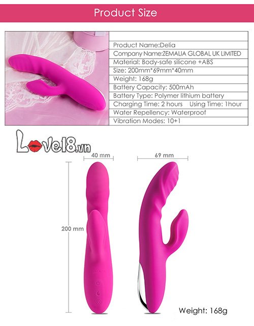 Dụng cụ kích thích điểm G âm vật Zemalia Delia tăng khoái cảm