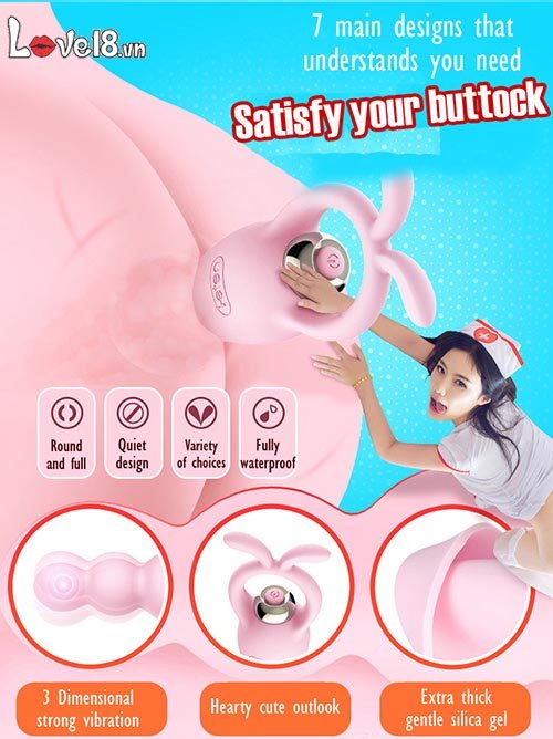 Dụng cụ kích thích hậu môn Leten Tai Thỏ rung 7 chế độ cao cấp