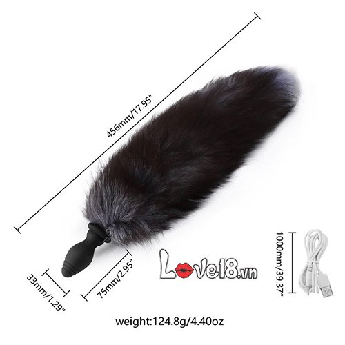 Đuôi Chồn Rung Cắm Hậu Môn Silicone Mềm Mại Kích Thích