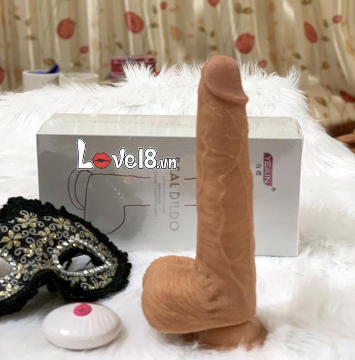 Dương vật silicone gắn tường Real Dildo Rung thụt sưởi ấm Remote