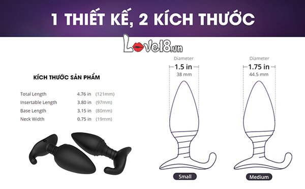 Phích cắm hậu môn rung Lovense Hush điều khiển app an toàn cao cấp