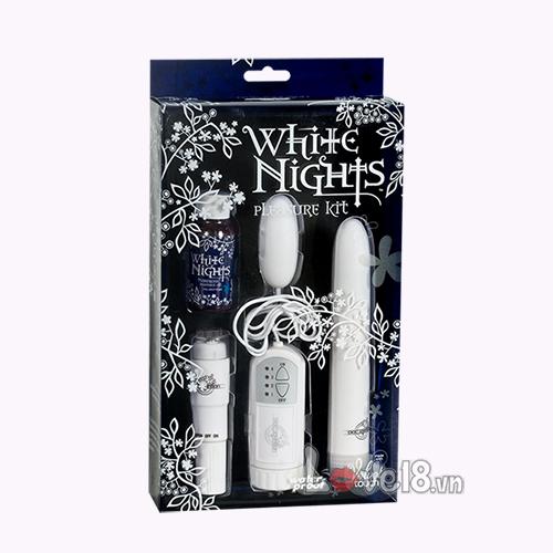 Máy Mát Xa Doc Johnson White Nights Kit Rung Đa Chế Độ Siêu Phê