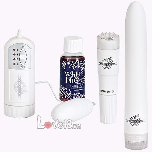 Máy Mát Xa Doc Johnson White Nights Kit Rung Đa Chế Độ Siêu Phê
