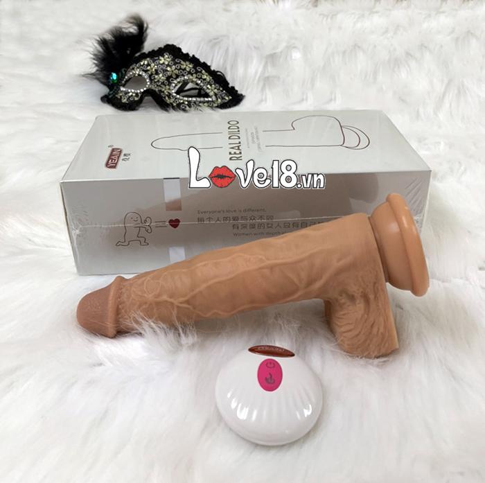 Dương vật silicone gắn tường Real Dildo Rung thụt sưởi ấm Remote