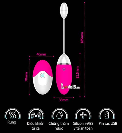 Trứng Rung Điều Khiển Xa Evo Siêu Mạnh 8 Chế Độ Rung Tím Hồng