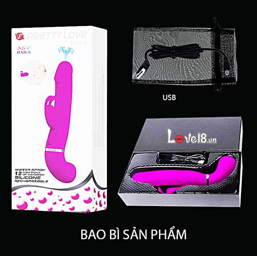 Dương vật giả bắn tinh Prettylove Henry silicon cao cấp rung mạnh