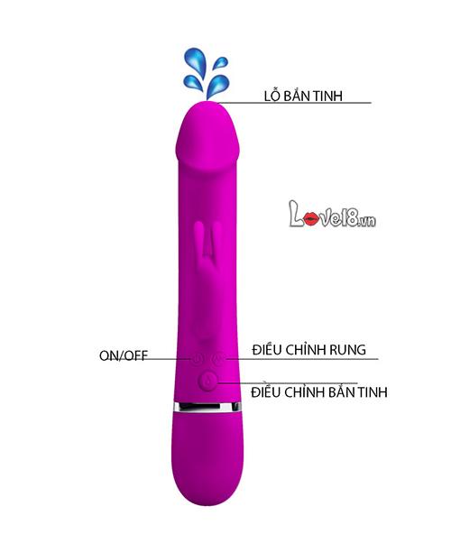 Dương vật giả bắn tinh Prettylove Henry silicon cao cấp rung mạnh