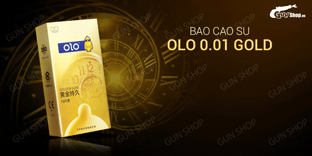  Đại lý Bao cao su OLO 0.01 Gold - Siêu mỏng kéo dài thời gian - Hộp 10 cái hàng mới về