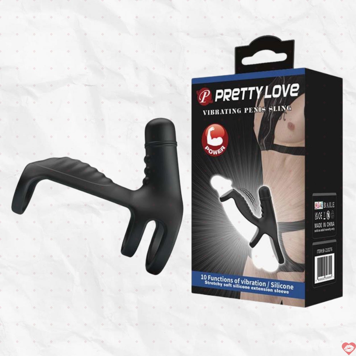 Vòng đeo dương vật Baile Prettylove 210276 V2 rung mạnh, sục sôi 