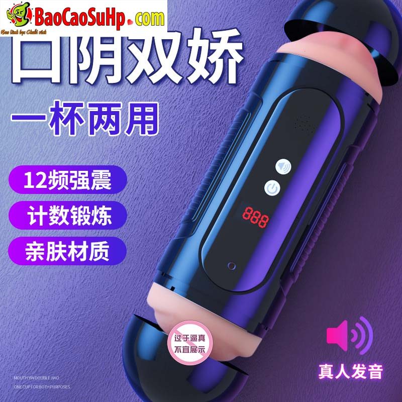Cốc thủ dâm 2 đầu Jiuuy Black BONG Master Rung rên 12 chế độ  
