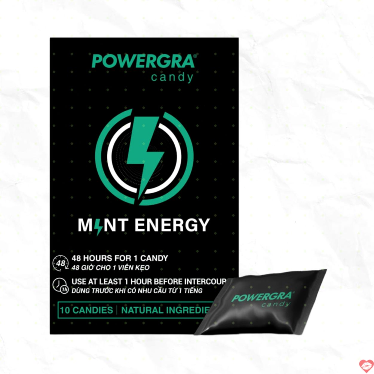 Kẹo bạc hà Powergra Mint Energy hộp 10 viên tăng cường sinh lý mạnh 