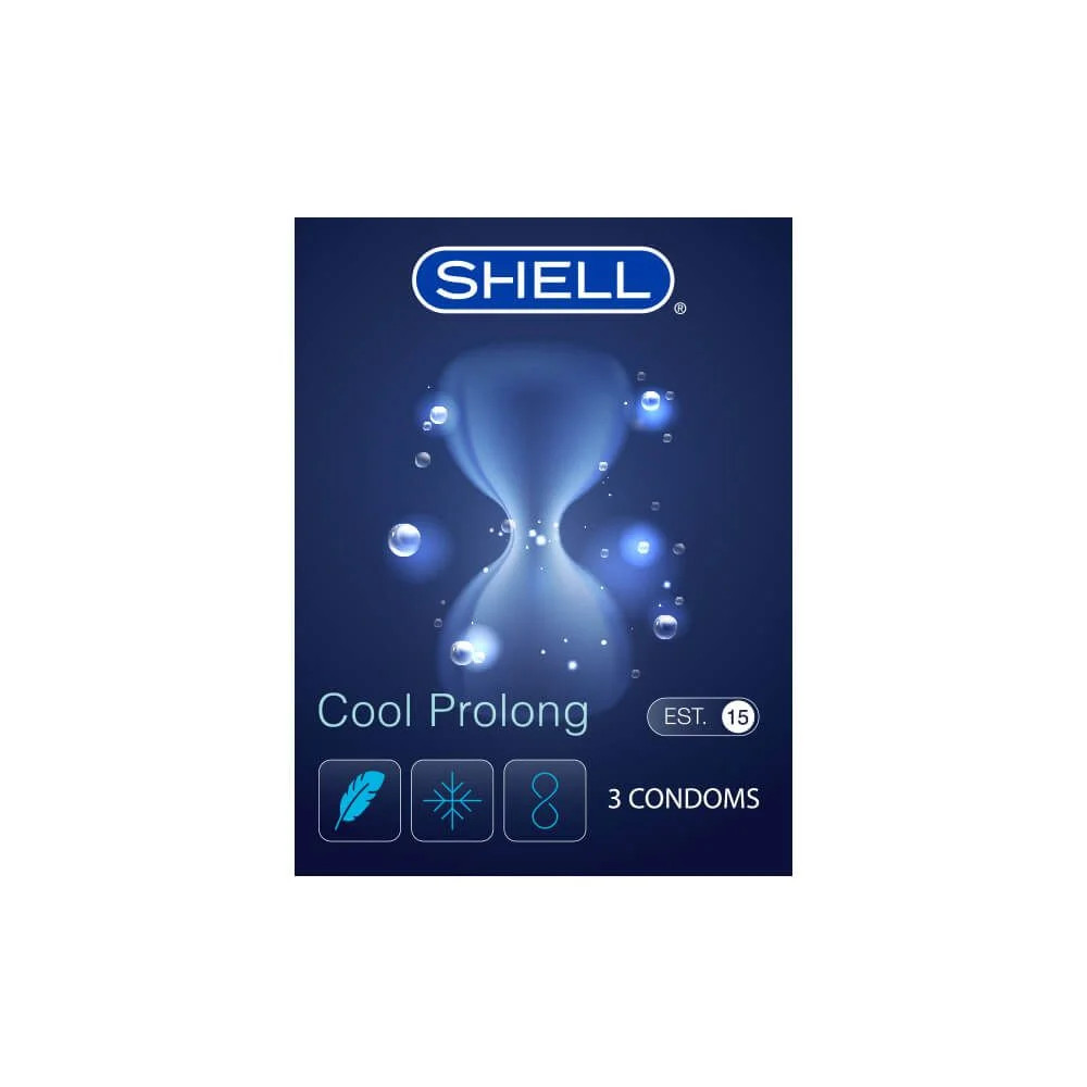 Bao cao su Shell Cool Prolong - Siêu mỏng kéo dài thời gian bạc hà mát lạnh - Hộp 3