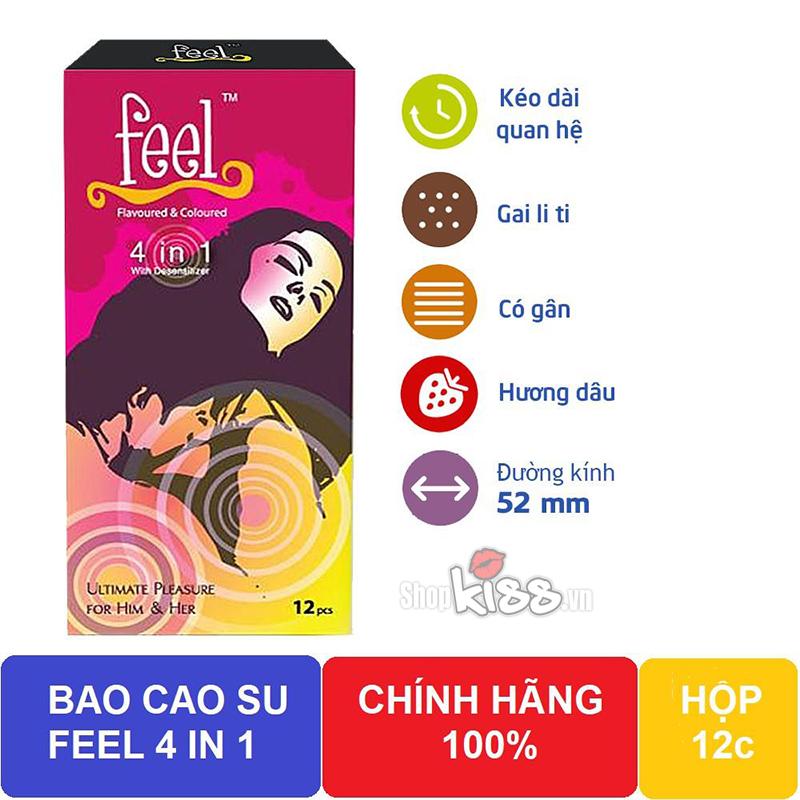 Bao cao su hương dâu kéo dài quan hệ  – Feel 4 in 1