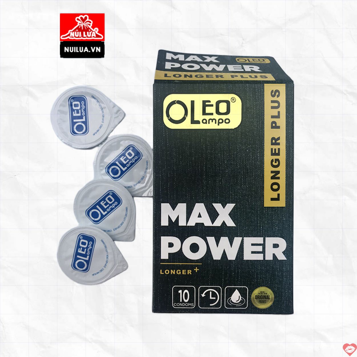 Bao cao su Oleo Lampo Max Power hộp 10 cái siêu mỏng 