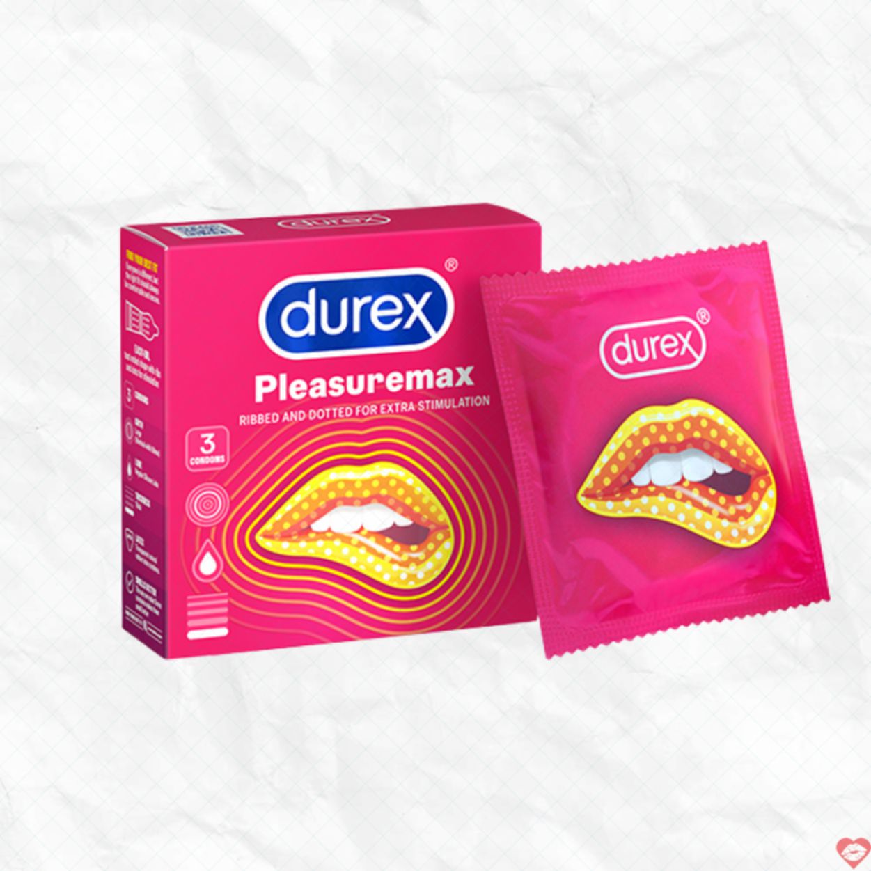 Bao cao su Durex Pleasuremax 3 cái Siêu mỏng Kích thích mạnh 