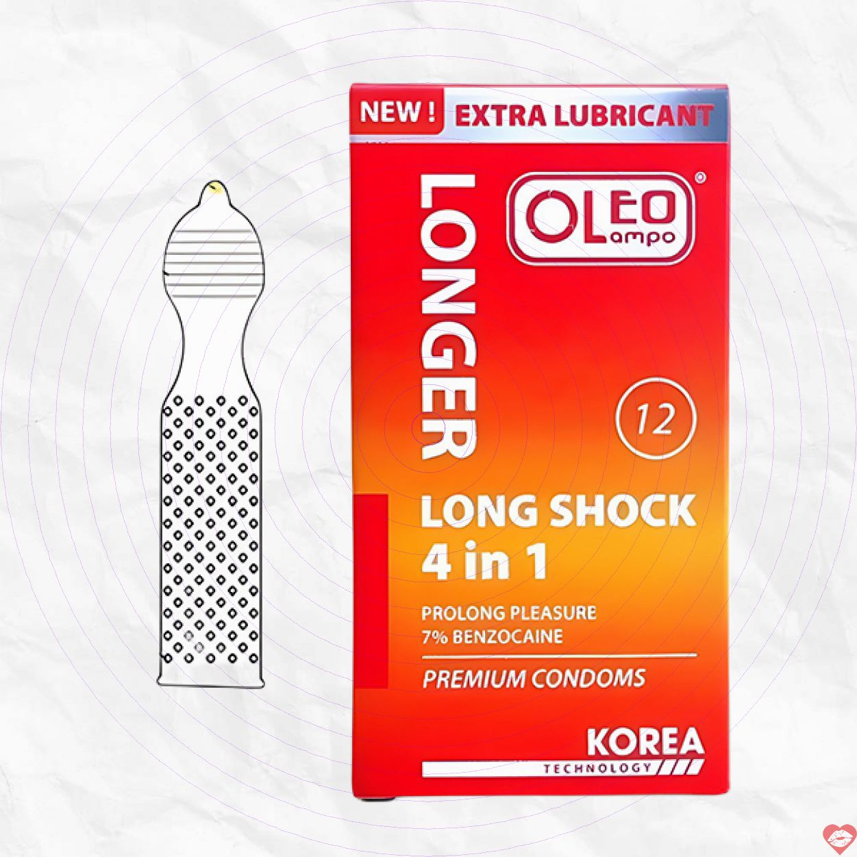 Bao cao su Oleo Lampo Longshock 4in1 kéo dài 12 cái 