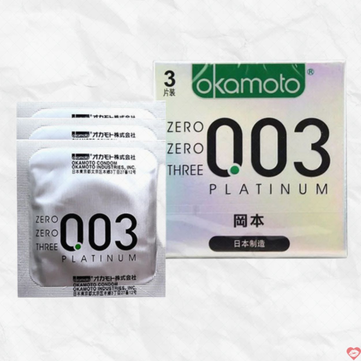 Bao cao su Okamoto 0.03 Platinum Siêu Mỏng Hộp 3 Cái 