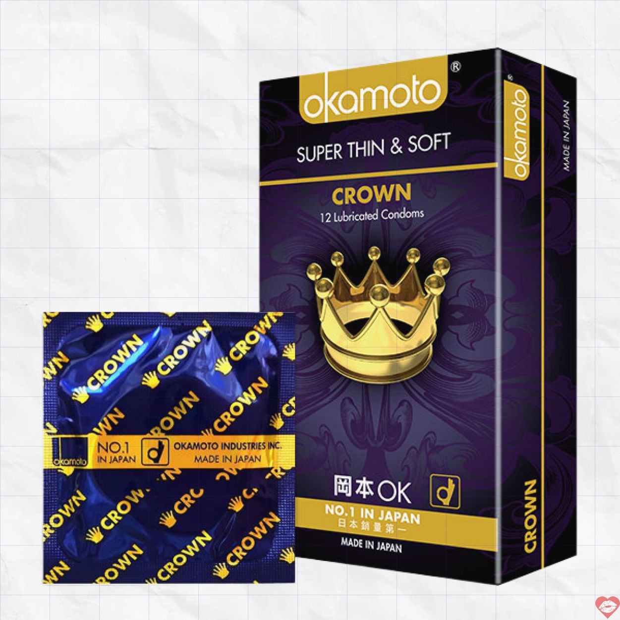 Bao cao su Okamoto Crown hộp 10 cái mỏng siêu nhạy 