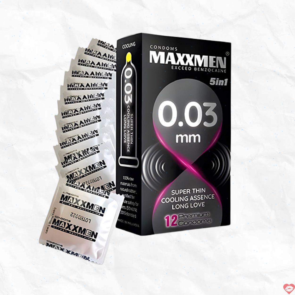 Maxxmen 5in1 0.03mm siêu mỏng kéo dài 12 chiếc chất lượng 