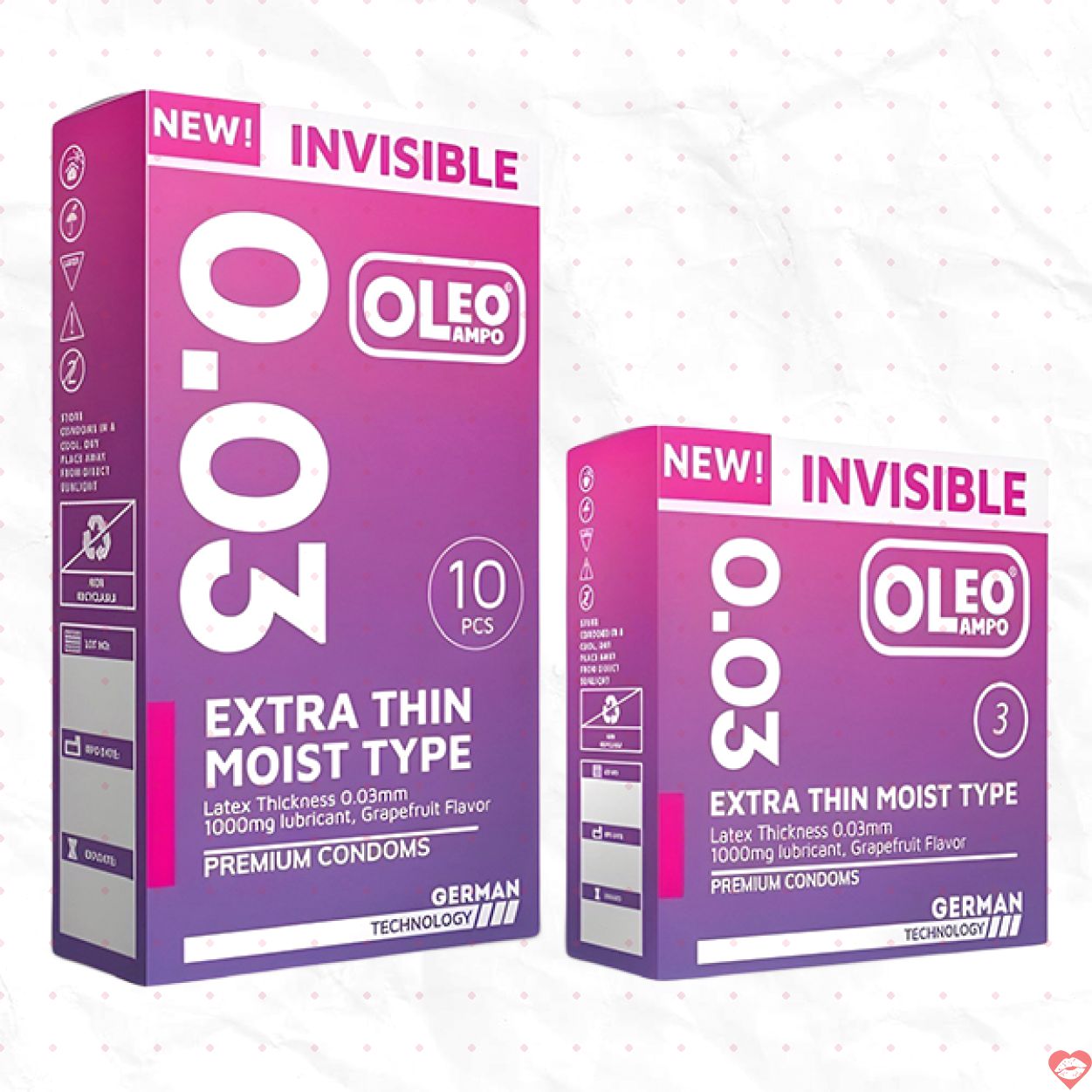 Bao cao su siêu mỏng Oleo Lampo 0.03 Invisible an toàn tiện lợi 