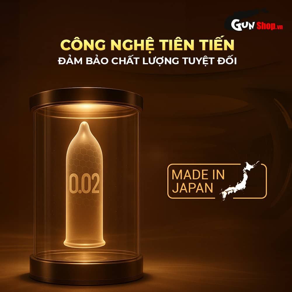 Bao cao su Okamoto 0.02 Hydro PU - Siêu mỏng truyền nhiệt nhanh - Hộp 3 cái