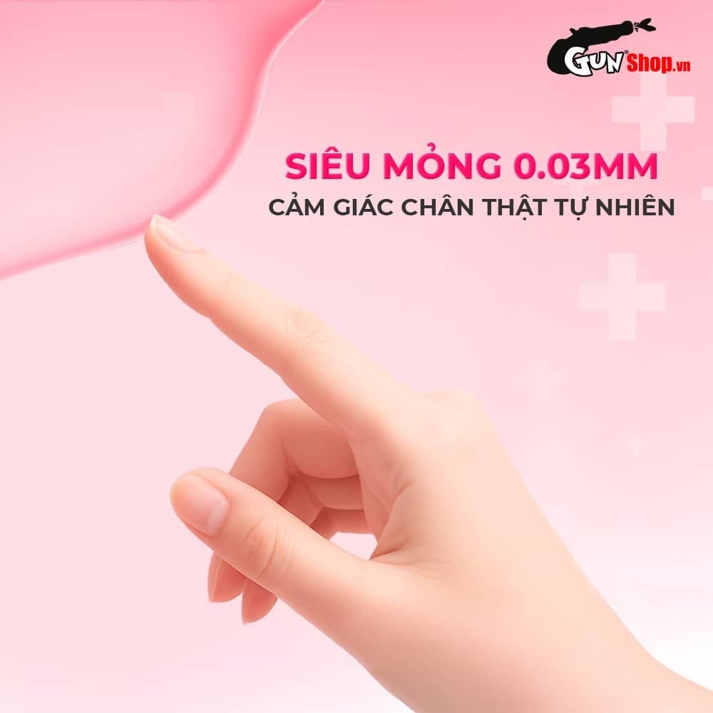 Bao cao su Okamoto 0.03 Hyaluronic Acid - Siêu mỏng bôi trơn dưỡng ẩm - Hộp 3 cái