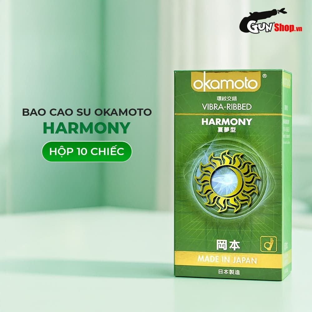 Bao cao su Okamoto Harmony - Gân sọc siêu mỏng - Hộp 10 cái