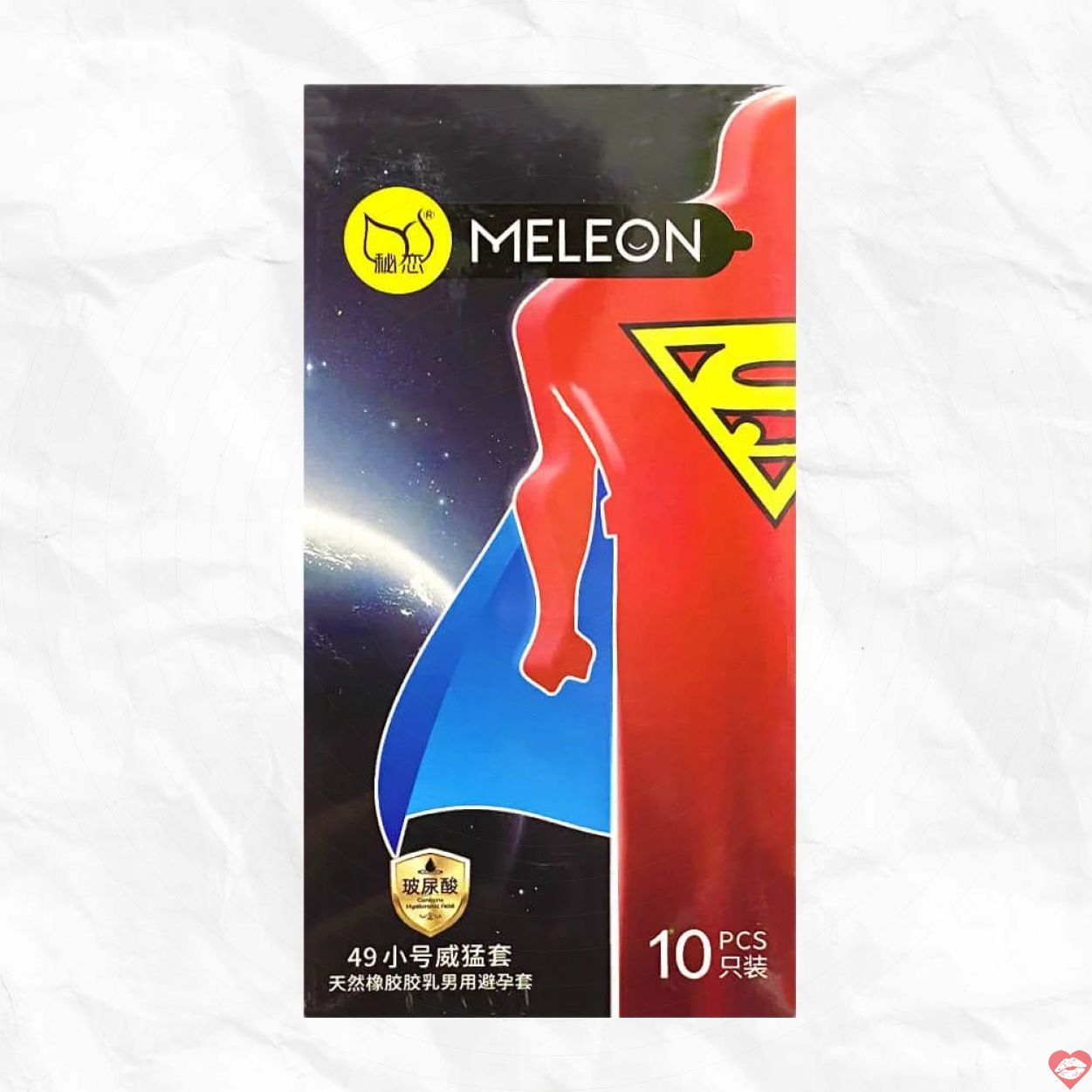 Bao cao su Meleon Supermen 49mm mỏng mượt gel HA hộp 10 cái 