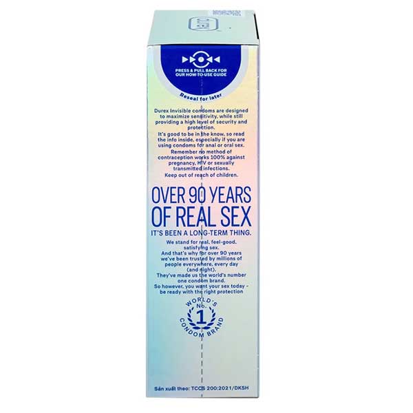 Bao Cao Su Durex Invisible – Siêu Mỏng Ôm Khít – Hộp 10 cái