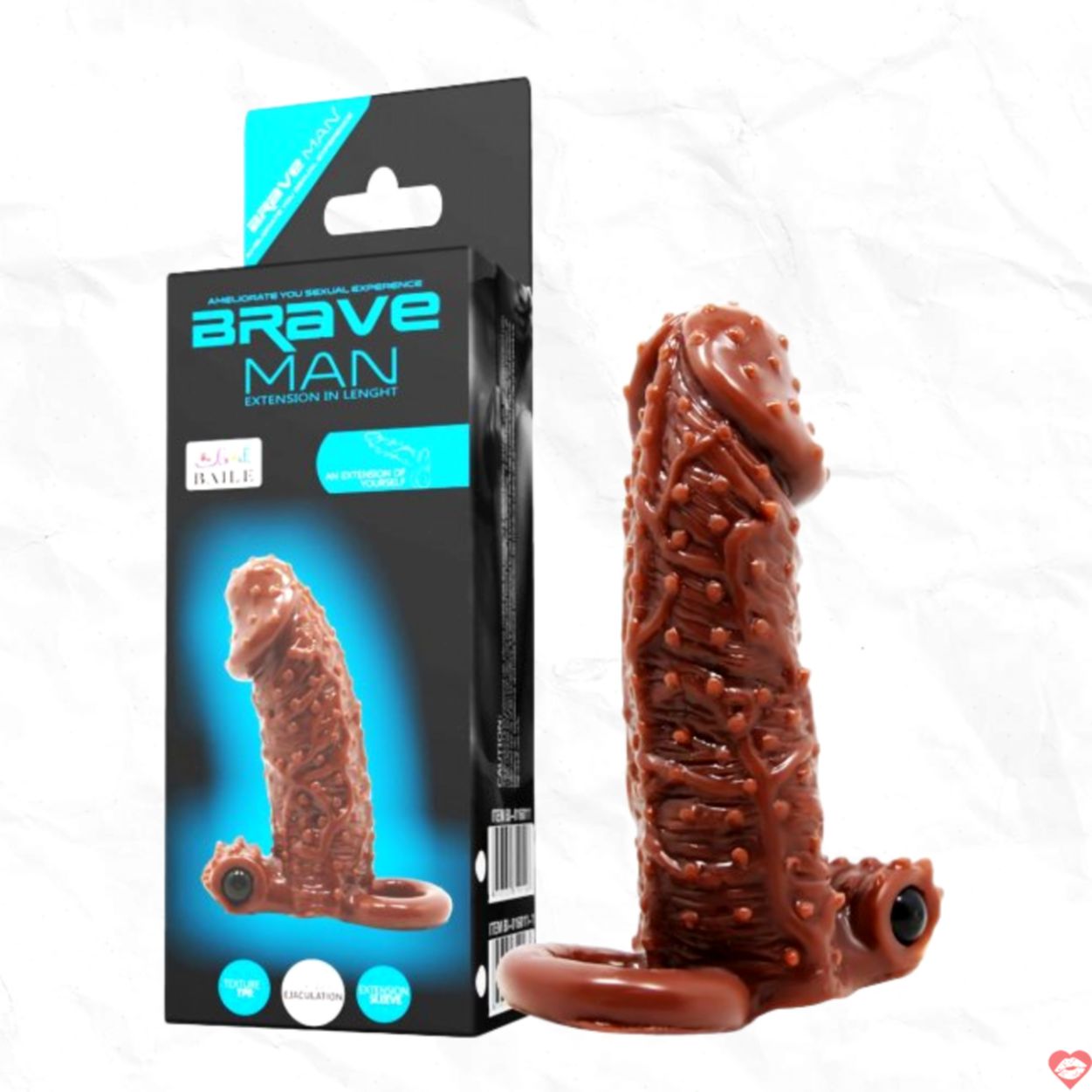 Bao cao su đôn dên rung Baile Braveman nâu chất lượng cao, kích thích mạnh mẽ 